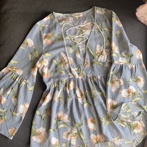 Floral, Bell Sleeve, Blouse